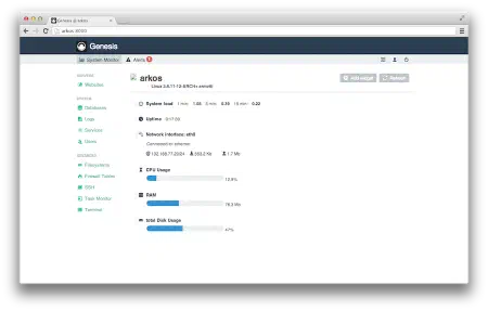 Capture du dashboard de Genesis