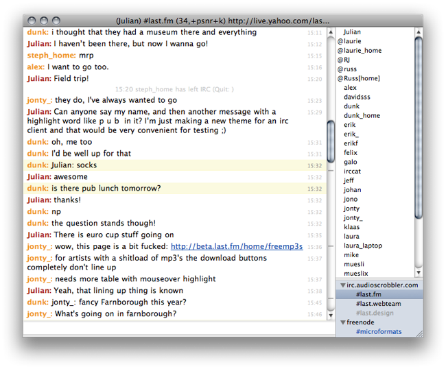 Capture de Limechat avec le thème Colloquial