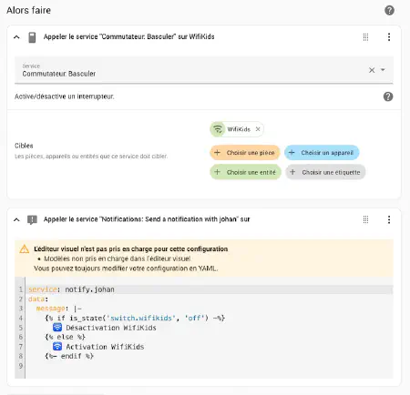 Actions executées par l’automatisation