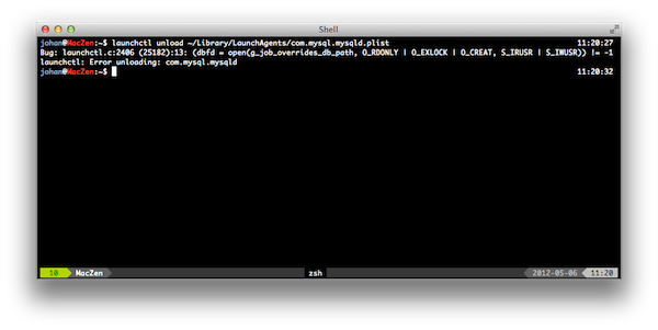 Capture du bug de launchctl avec tmux