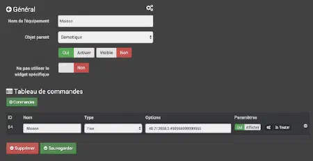 Capture de la configuration du plugin Geolocalisation