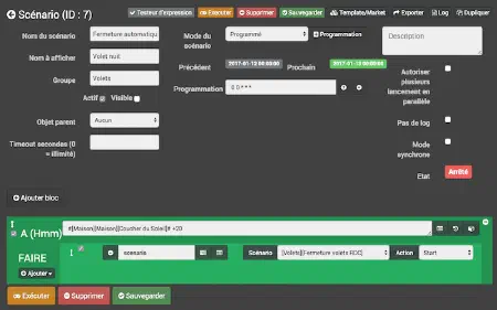 Capture du scénario de l&rsquo;automatisation