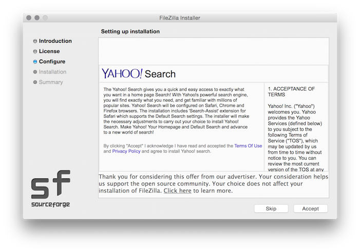 Installation de “Yahoo Search”