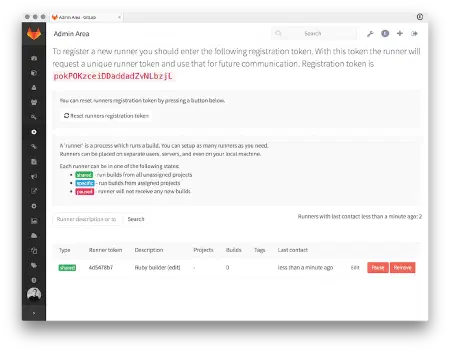Page d&rsquo;administration des runners avec notre nouveau runner