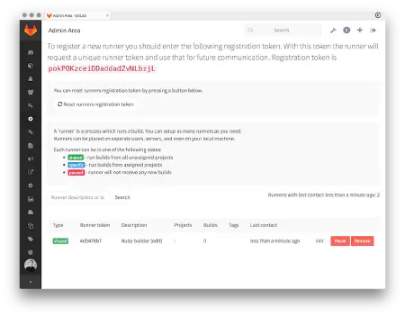 Page d’administration des runners avec notre nouveau runner