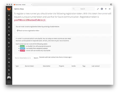 Page d&rsquo;administration des runners vide