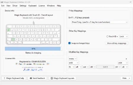 Capture de Magic Keyboard Utilities