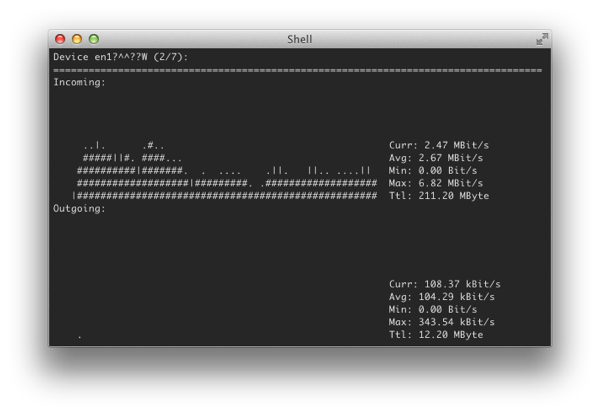 Capture d’un Terminal avec nload en fonctionnement