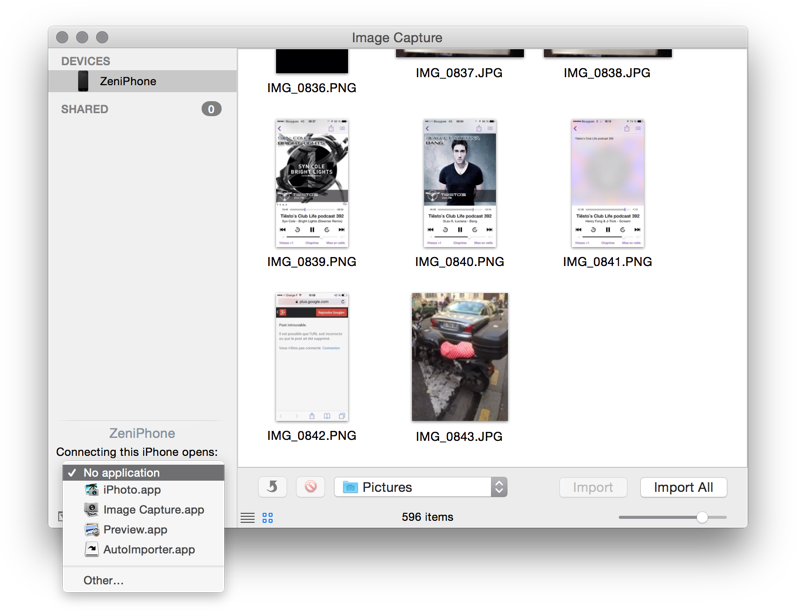 Screenshot de l’application Capture d’images