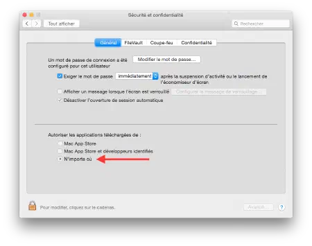 Capture des préférences de sécurité d&rsquo;OSX Yosemite