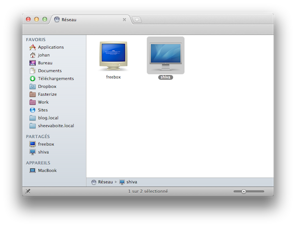 Le Finder de Lion avec la sidebar Snow Leopard-like