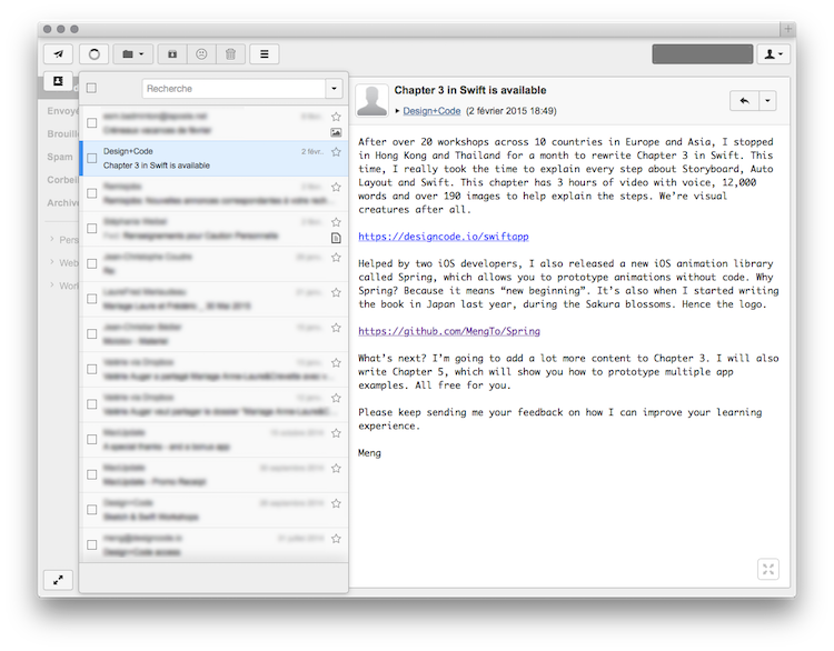 Capture lors de la lecture d’un message avec RainLoop