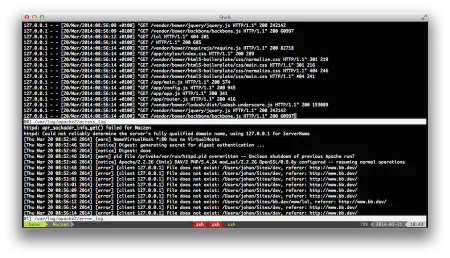 Aperçu de multitail avec les logs d’Apache